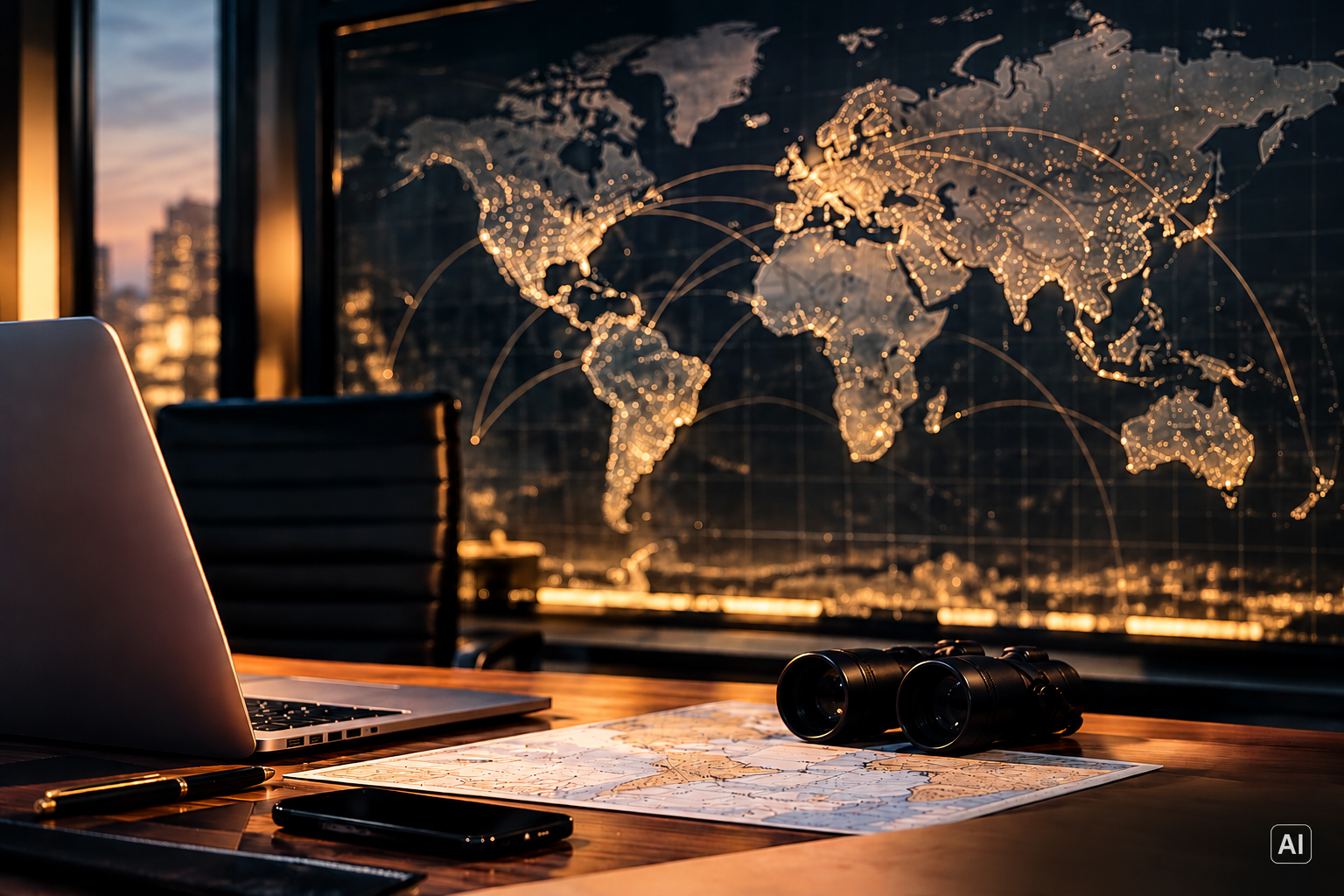 Weltkarte und Laptop als Symbol für internationale Ermittlungen und Recherchen in Südamerika