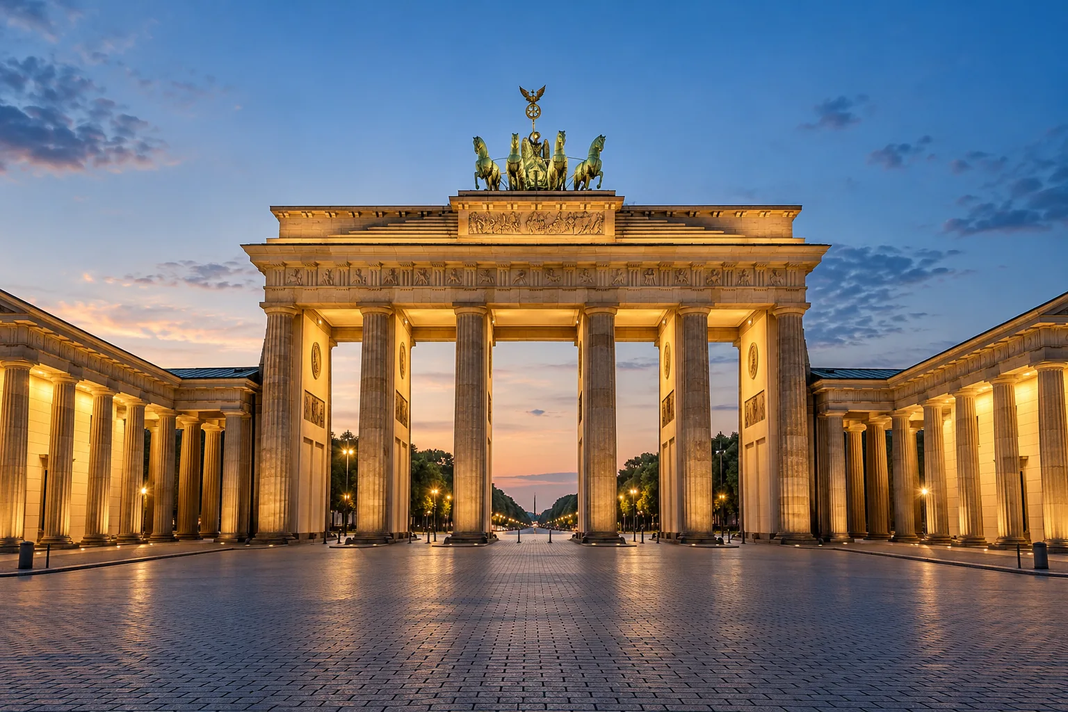Brandenburger Tor in Berlin im Abendlicht – Illustration für Ermittlungen in Ostdeutschland